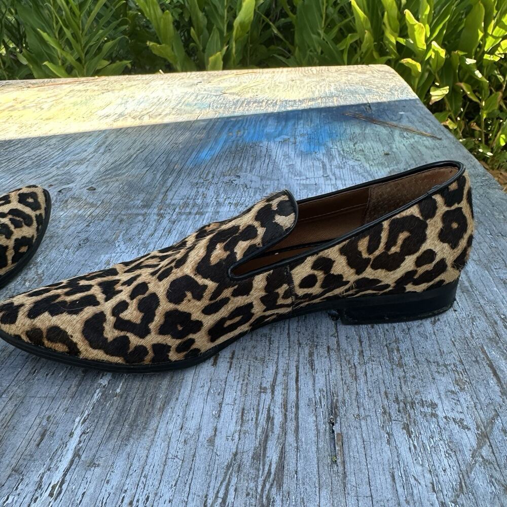 Franco Sarto Leopard Print Calf Hair Pointed-Toe Loafers Size 8 M Womens 825 - Picture 9 of 16